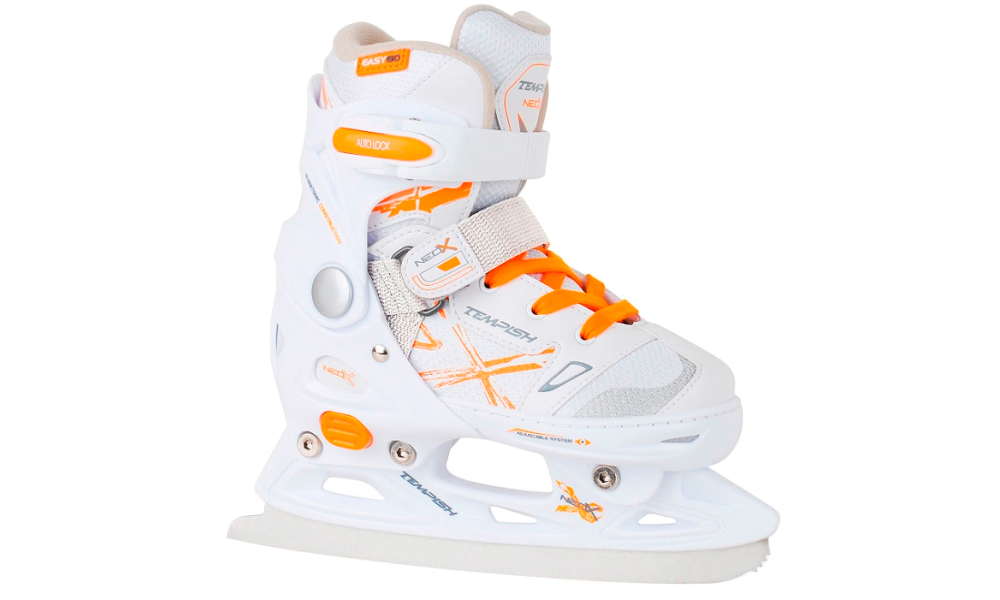 Фотография Ледовые коньки раздвижные Tempish NEO-X ICE GIRL размер 29-32 Бело-оранжевый