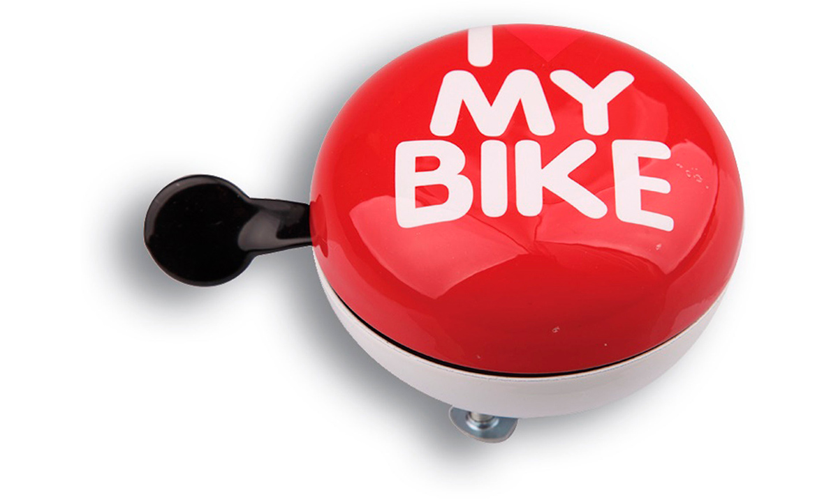 Фотография Звонок Динг-Донг Green Cycle GBL-458 I love my bike красный