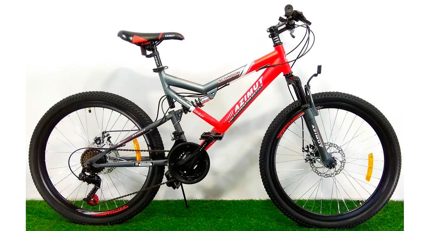 Фотографія Велосипед Azimut Scorpion GD 27,5" розмір L рама 19 Сіро-червоний 