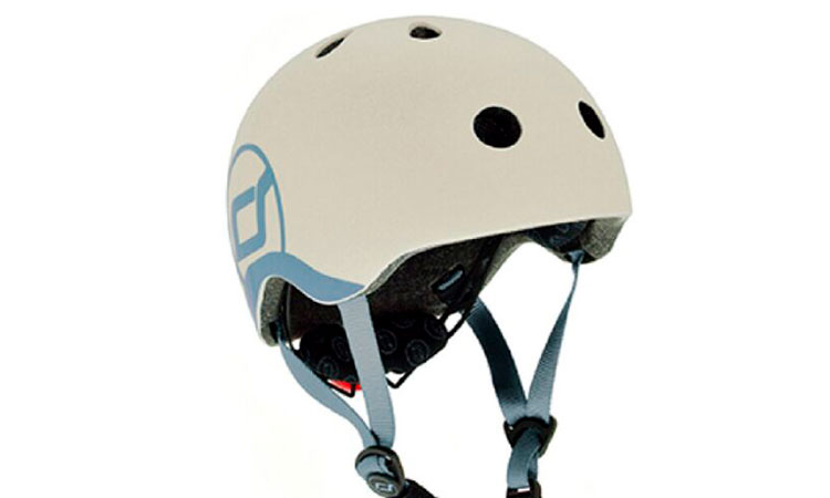 Фотография Шлем защитный детский Scoot and Ride с фонариком размер S (45-51 см), Бело-серый