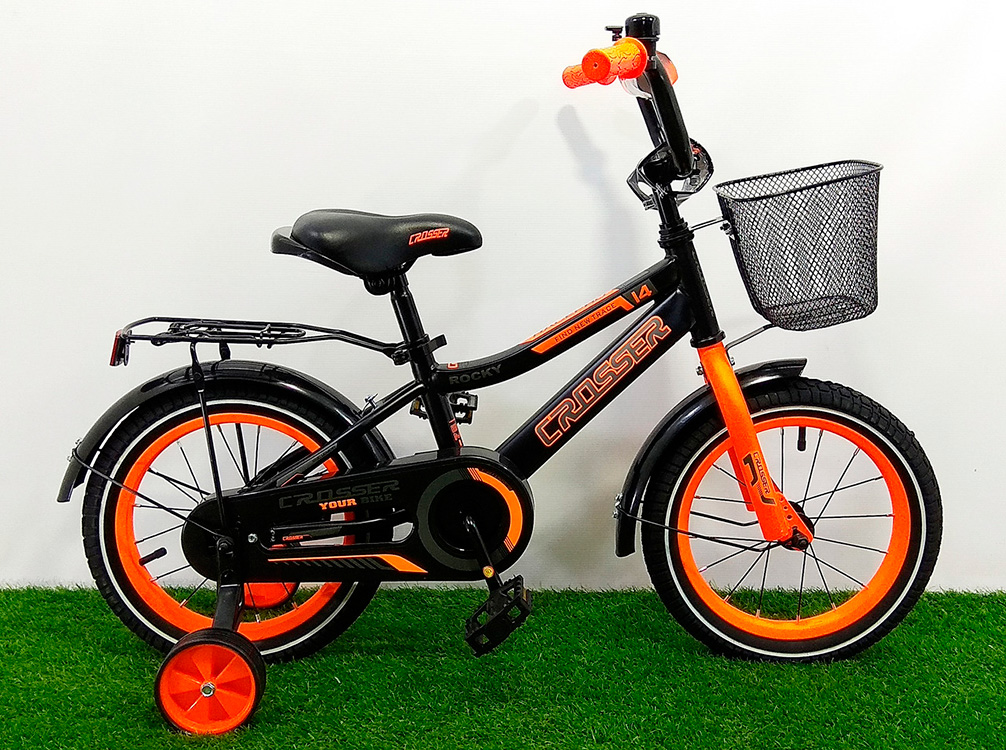 Фотография Велосипед Crosser Rocky 14" 2021 Черно-оранжевый