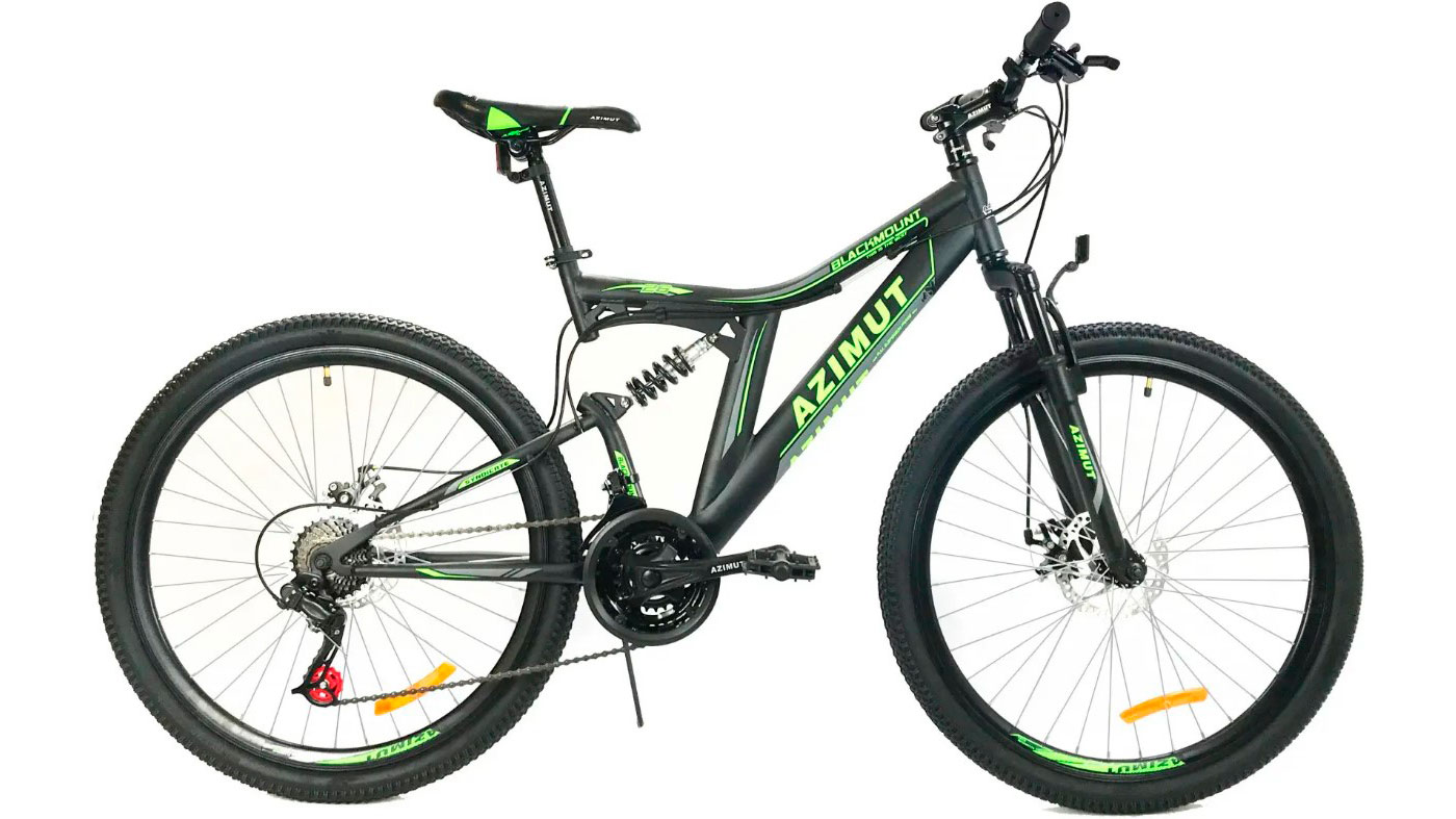Фотографія Велосипед Azimut Blackmount GD 26" розмір М рама 18 Чорно-зелений