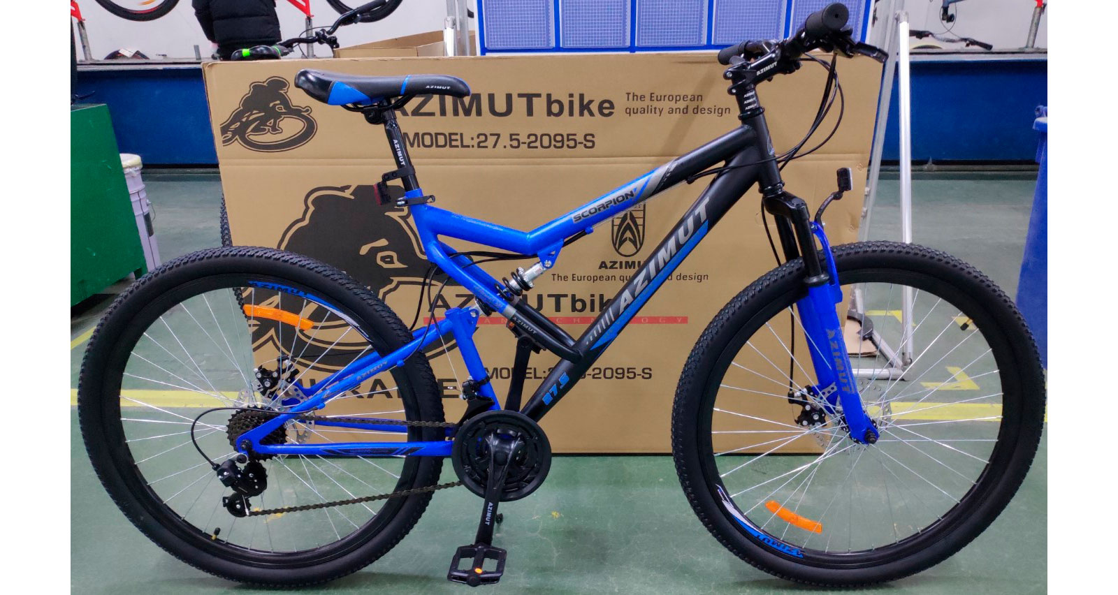 Фотография Велосипед Azimut Scorpion GD 27,5" размер L рама 19 Черно-синий