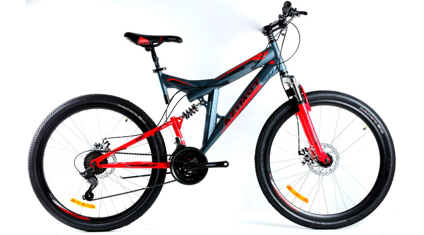 Фотография Велосипед Azimut Power GD 26" размер L рама 19,5 Серо-красный