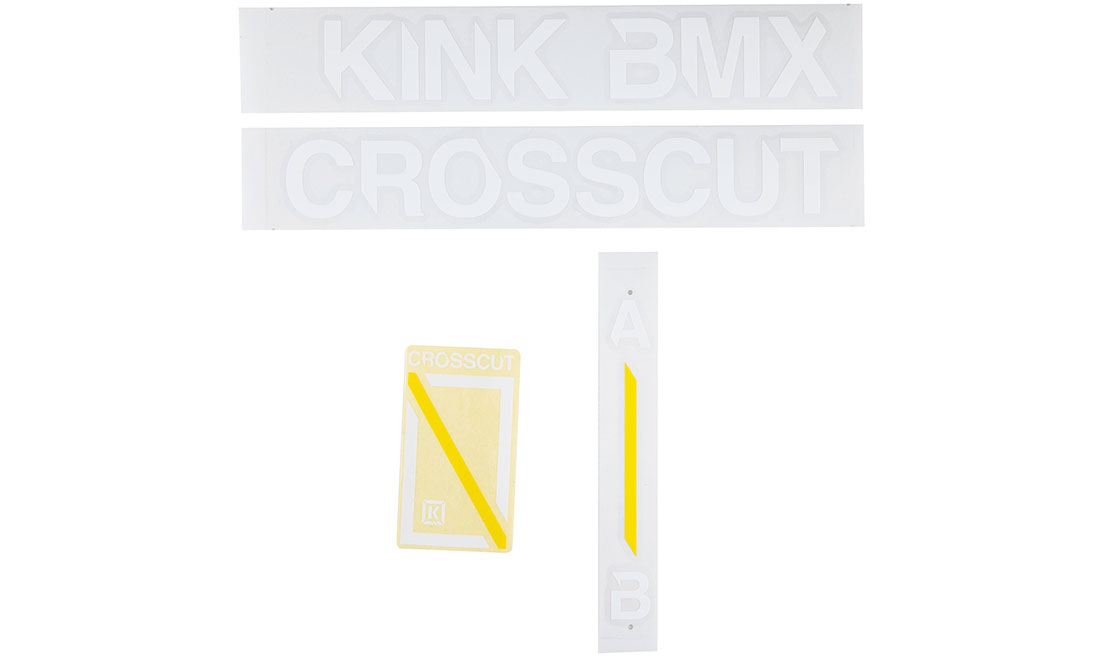 Фотография Набор наклеек на раму KINK BMX Crosscut Decal Kit бело-желтые