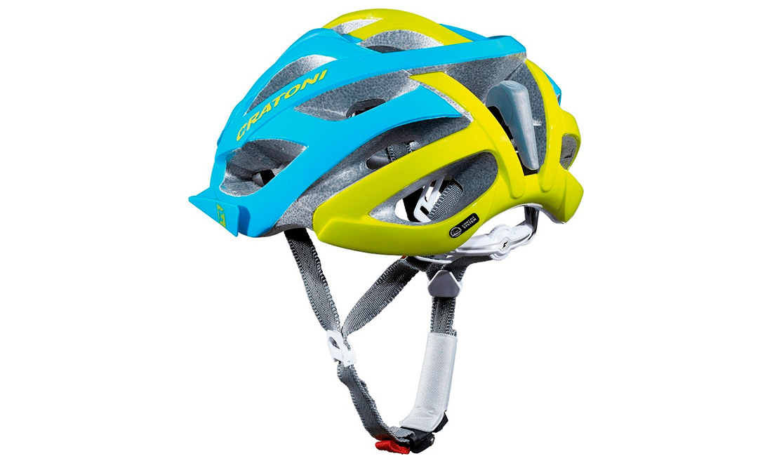 Фотография Велосипедный шлем Cratoni Miuro размер М (54-59 см), Голубо-желтый 2
