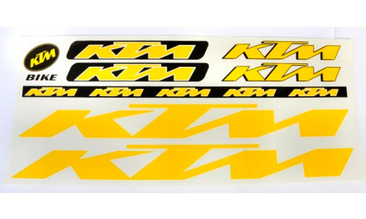 Фотографія Наклейки KTM на раму велосипеда біло-жовтий