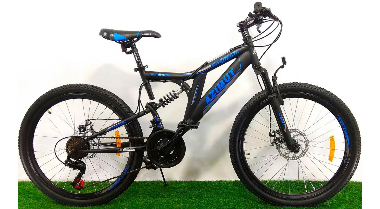 Фотографія Велосипед Azimut Blackmount GD 26" розмір М рама 18 Чорно-синій
