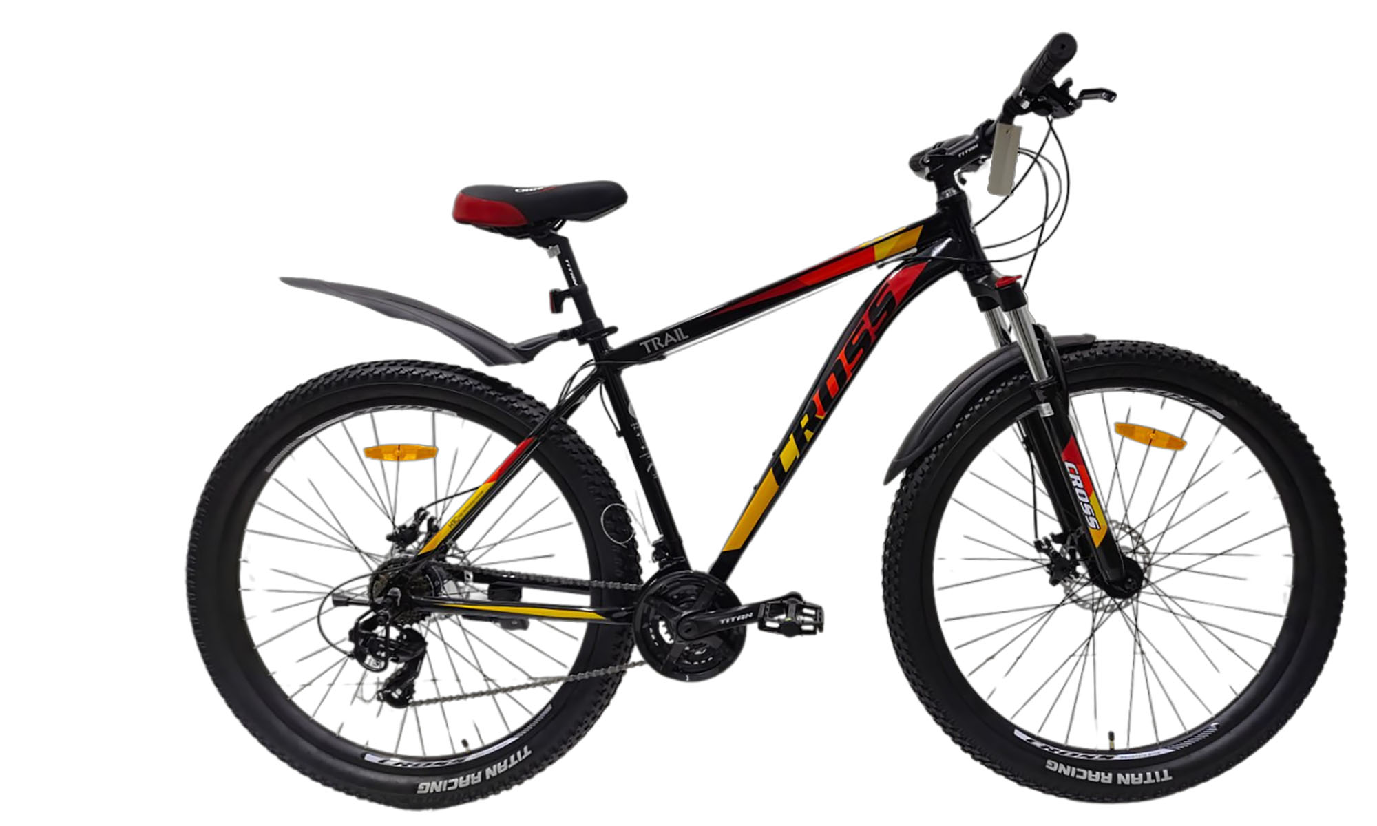 Велосипед CrossBike Tracker 29", размер XL, рама 21", год 2024, Черный-Красный Велосипед CrossBike Tracker 29", размер XL, рама 21", год 2024, Черный-Красный