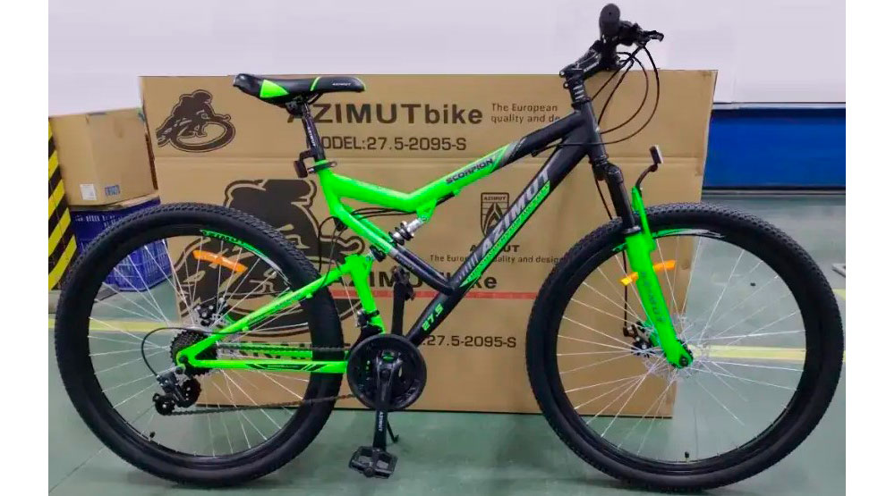 Фотографія Велосипед Azimut Scorpion GD 26" розмір М рама 17 Чорно-зелений