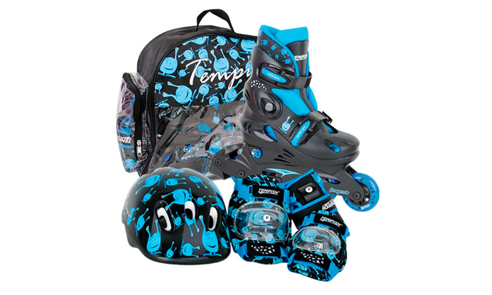 Фотография Комплект детский Tempish UFO Baby skate (ролики, шлем, защита конечностей), размер 26-29 Черно-синий