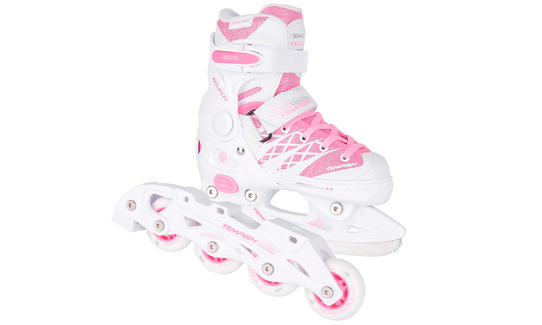 Фотография Роликовые коньки Tempish CLIPS GIRL DUO, размер 29-32 Бело-розовый